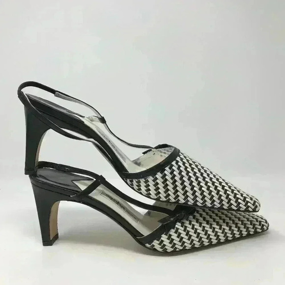 Sacha Made in Spain Black White 8 Wicker Shoes - Picture 4 of 8